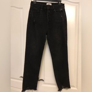 DEAL! Black on trend jeans, barely worn, light distressing, silver buttons, 28